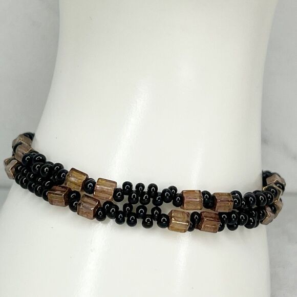 Black Beaded Double Strand Bracelet - Picture 9 of 12